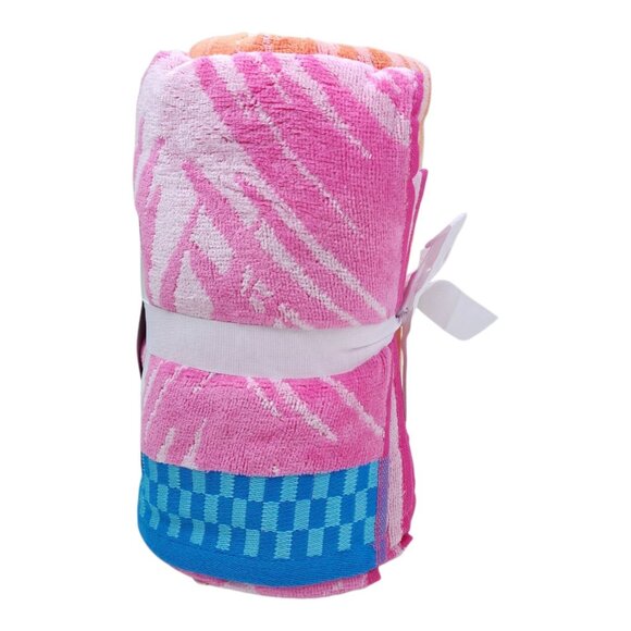 The Big One Oversized Beach Towel 36" X 72" Flamingo Beach Design Cotton Pink - Picture 4 of 10